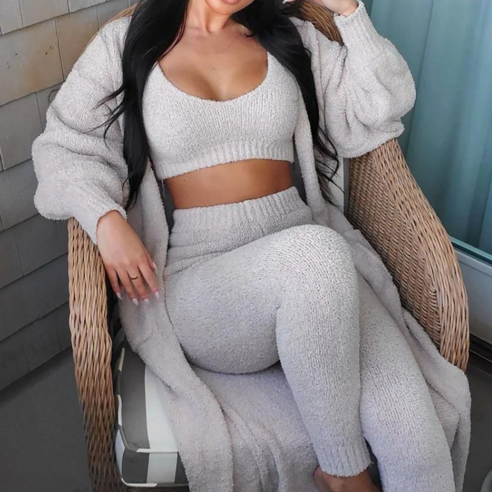 SOLD. Fashion Nova Living In It 3 Piece Legging Set - Taupe, NWOT